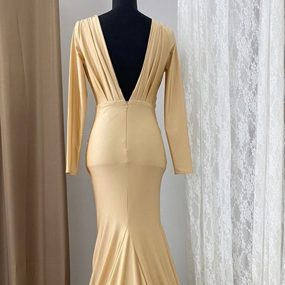 NEW DUSTY ROSE Evening Party Prom Long Sleeve Dress AC381 - Picture 5 of 9